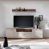 Lomadox Wohnwand grau LIEZEN-05 modern in Eiche 2-teilig mit Fernsehschrank