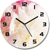 Tulup Wanduhr aus Glas 30fi Glasbild Glasuhr Gehärtetes Glas - schwarze-zeiger - Peony