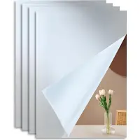 Markenlos Wanddekoration – Feuchtigkeitsbeständige selbstklebende Spiegelfliesen, bruchsicher, Set von 4, A4.