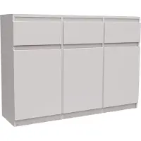 Masseno Kommode MERAVIGLIA 120 cm Sideboard mit 3 Schubladen und 3 Türen für Wohnzimmer Schlafzimmer Modern 120x33x85 cm Weiß / Weiß