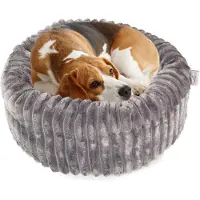 BOUTIQUEZOO BOUTIQUE ZOO Donut Hundebett M 54 cm Dunkelgrau | Rundes Hundebett mit Kissen | rutschfest & pflegeleicht