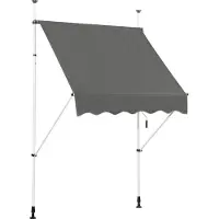 Northix Ausfahrbarer Baldachin Sonnenschutz mit Kurbel höhenverstellbare Markise 150 x 120 cm Grau