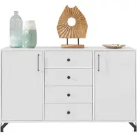 Lomadox Sideboard mit 4 Schubkästen weiß BEND-133