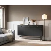 Generisch Kommode DIVA 3D2SZ Sideboard Schrank Highboard (Schwarz matt)