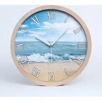 Tulup Holzuhr 30fi cm wanduhr - weiße Spitzen - Strand