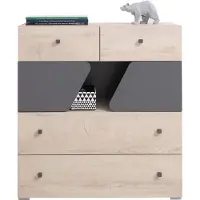 Masseno Kommode RAVENNA 90 cm Sideboard mit 4 Schubladen und 2 Türen für Wohnzimmer Schlafzimmer Modern 90x40x95 cm Eichefarben / Eichefarben