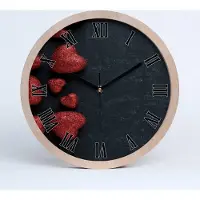Tulup Holzuhr 20fi cm wanduhr - schwarze Spitzen - Herz auf dem Brett