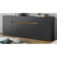 Furn.Design Sideboard "Center" in grau matt mit Wotan Eiche, Kommode 4-türig 220 x 87 cm