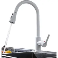 OEM Küchenarmatur, Ausziehbare Sprühfunktion, Doppelgriff, CF04043WHWM Weiß