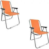 Linder Exclusiv GmbH Campingstuhl Anglersessel Gartenstuhl Sessel mit Armlehne orange 2er Set