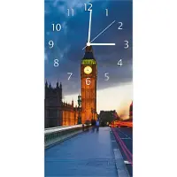 Wallario Design Wanduhr bedruckt, Größe 30 x 60 cm, Motiv: London- Big Ben bei Nacht