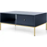 Lomadox Couchtisch in blau, Fußgestell goldfarben, MALAGA-160