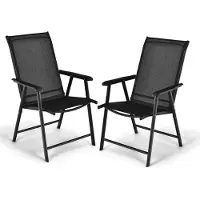 KOMFOTTEU Gartenstühle, faltbar, mit hoher Rückenlehne, wetterfest, Traglast 150 kg, für Terrasse, Balkon, Strand, Partys, 68 x 59 x 93 cm, Schwarz, 2 Stück