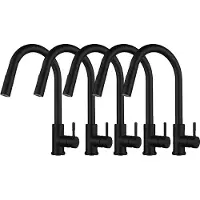 OEM Ausziehbare Küchenarmatur, Edelstahl, drehbares Design, Schwarz-5Stück