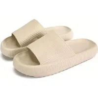 Mormark Schaumstoff-Slipper Badeschuhe Herren Damen Badeschlappen - FLIPSY Beige 36/37