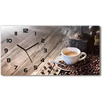 Tulup Wanduhr aus Glas – 60x30 cm - Glasbild - Glasuhr - Gehärtetes Glas - schwarze-zeiger - Morgen Kaffee