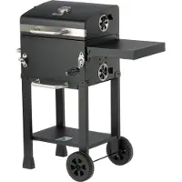 LUND Holzkohlegrill mit Deckel und verstellbarem Grillrost, 39,5 x 29,5 cm