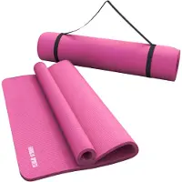 Gorilla Sports Yogamatte - 190x60x1,5 cm, mit Tragegurt, , Rutschfest, Fuchsia - Gymnastikmatte, Fitnessmatte, Sportmatte, Trainingsmatte, Übungsmatte