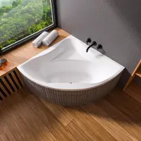 ECOLAM Badewanne Eckbadewanne GLAMOUR 150 x 150 cm Acrylwanne Sanitäracryl weiß Ablaufgarnitur Viega Füße Silikon