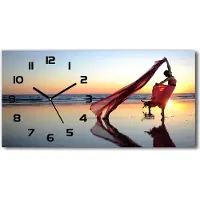 Tulup Wanduhr aus Glas – 60x30 cm - Glasbild - Glasuhr - Gehärtetes Glas - schwarze-zeiger - Tanzen Frau