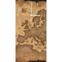 Wallario Design Wanduhr bedruckt, Größe 30 x 60 cm, Motiv: Alte Weltkarte Karte von Europa in englisch