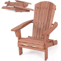 KOMFOTTEU Adirondack Stuhl aus Tannenholz, Klappstuhl mit Rückenlehne und Armlehnen, Gartenstuhl bis 180kg belastbar, Holzstuhl für Terrasse, Balkon, Veranda (1)