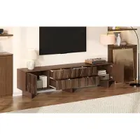 OKWISH TV-Schrank,Lowboard Ablage - Wellenförmiges Design Für Stilvolles Wohnen - Stauraum Mit Schubladen Und Türen Wohnzimmer,Nussbaum