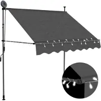 Syfax Einziehbare Markise Handbetrieben mit LED 200 cm Anthrazit