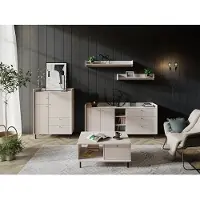 Lomadox Wohnzimmer Set in sandbeige, mit Sideboard, Highboard & Couchtisch 5-teilig- GORICA-133