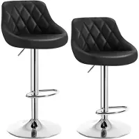 Woltu 2er Set Barhocker Barstuhl leichte reinige Kunstleder, Gute gepolsterte Sitzfläche, Höhenverstellbar 360° Drehbar, Farbwahl, Schwarz