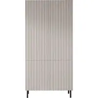 Mirjan 24 Kleiderschrank Aruba 4D 90, Drehtürenschrank mit vier Drehtüren, Metallfüße in der Farbe Schwarz (Farbe: Cashmere)