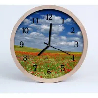 Tulup Holzuhr 20fi cm wanduhr - Mohnfeld Blumen