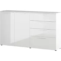 Lomadox Sideboard mit Schubkästen und Türen SAN MARINO-01 in Hochglanz weiß, B/H/T: ca. 186/107/40 cm