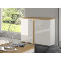 Feldmann-Wohnen Sideboard Kommode Avila 94cm Eiche Artisan Front MDF weiß Hochglanz
