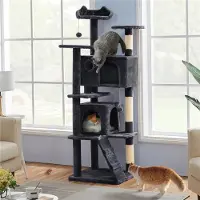 Yaheetech Kratzbaum Höhe 178 cm Stabiler Katzenkratzbaum Katzenbaum Katzenmöbel, Kletterbaum für Katzen, Schwarz
