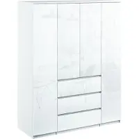 Markenlos Kleiderschrank Mehrzweckschrank Stauraumkommode Hochschrank Weiss hochglanz