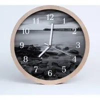Tulup Holzuhr 30fi cm wanduhr - Coast Schwarzweiss