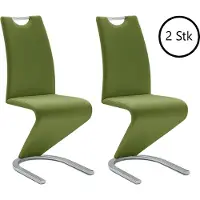 Möbelando Schwingstuhl Esszimmerstuhl Schwingstühle Freischwinger "Pupik I" (2er Set) Olive