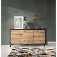 Feldmann-Wohnen Kommode Diamond Sideboard 153cm Evoke Oak schwarz