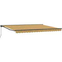 Syfax Manuelle Markise 4 x 3,5 m Gelb, Grau und Weiß gestreift