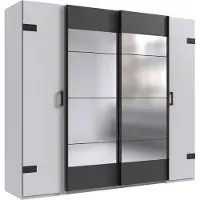 Wimex Dreh-/Schwebetürenschrank Stockholm Kleiderschrank 225x65x210cm weiß graphit (18881)