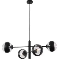 Light11 HOME Toledo Schwarze Hängelampe 4 Flacher Schwarzer Lampenschirm E14