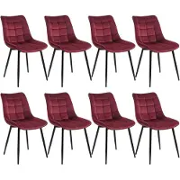 Woltu 8er Set Küchenstuhl, Sitzfläche aus Samt, Metallbeine, Bordeaux