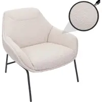 Mendler Lounge-Sessel HWC-J77, Cocktailsessel Sessel, Bouclé Stoff Metall creme-beige