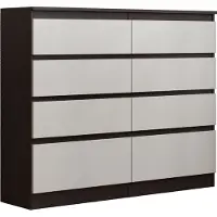 Masseno Kommode ADRIANO 120 cm Sideboard mit 8 Schubladen für Wohnzimmer Schlafzimmer Modern 120x33x100 cm Wengefarben / Weiß