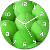 Tulup Wanduhr aus Glas 30fi Glasbild Glasuhr Gehärtetes Glas - weisse-zeiger - Tennis balls