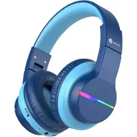 IClever LED-Leuchten, Kinderkopfhörer Over-Ear mit 74/85/94dB Lautstärkebegrenzung, 85 Stunden Spielzeit, Bluetooth 5.2, eingebautes Mikrofon