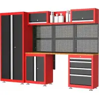 RESSER LUXTOM | Werkstatt Set mit Schubladen, 13tlg, Werkbank, Garage Werkstatteinrichtung, Werkzeugschrank