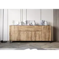 MINIO go for it , LOKET Sideboard 180 cm – Stilvolle Kommode mit hohen Füßen, geräumig, praktisch, Graphit Matera / Kastanien Breslau