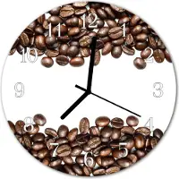 Tulup Glasuhr Wanduhr Küchenuhr Echt-Glas 30fi cm Kaffeebohnen braun